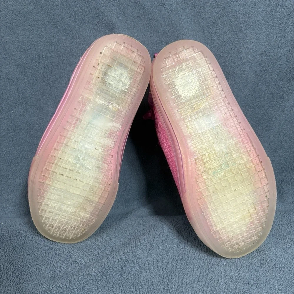 Disney Minnie Mouse High Top Light Up Size 9 Toddler  Zip Lace Up Sequin Pink